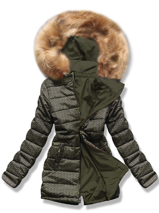 Zielona dwustronna damska kurtka pikowana z kapturem