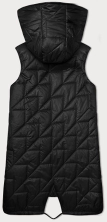 Czarny asymetryczny pikowany bezrękawnik kamizelka damska z kapturem