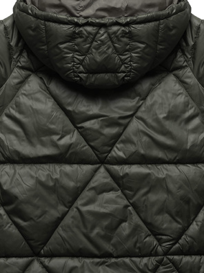 Ciemnozielona czaderska pikowana kurtka z kapturem