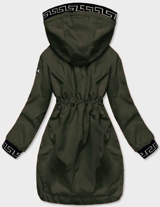 Army kurtka płaszcz parka z ozdobnymi lampasami we wzory z kapturem