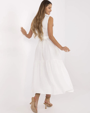 Ecru fantastyczna zwiewna sukienka z guzikami maxi