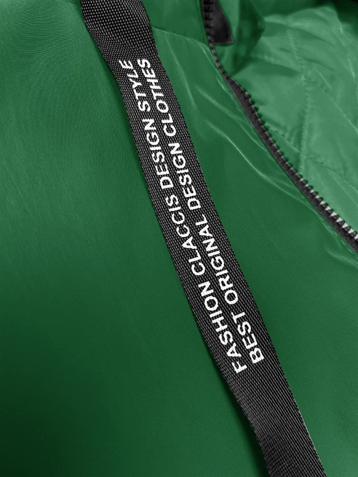 Zielona czaderska przejściowa kurtka parka damska z kapturem