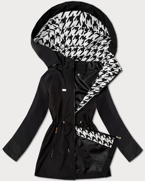 Czarny damski luźny pikowany płaszcz 