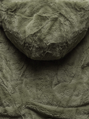 Khaki zimowa dwustronna ciepła kurtka na futerku