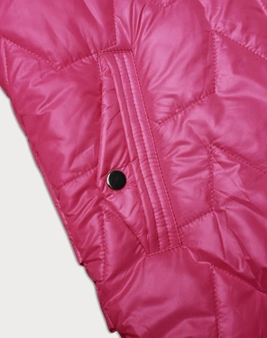 Różowy dwukolorowy pikowany bezrękawnik kamizelka damska z kapturem 