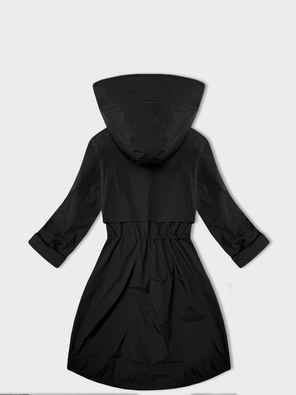 Czarny damski luźny pikowany płaszcz 