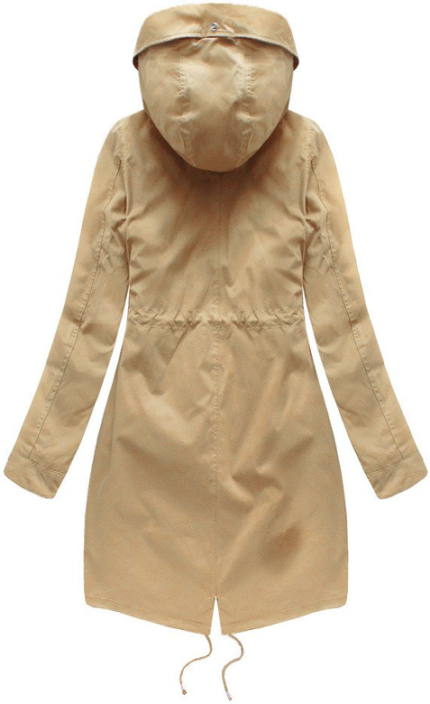 Beżowa zimowa ciepła kurtka parka na futrze PLUSZIZE