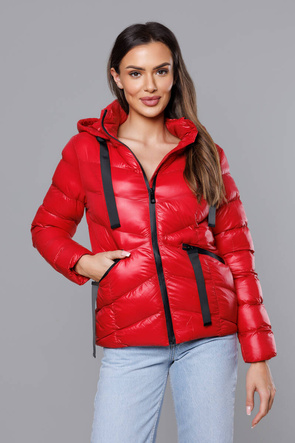 Czerwona lux zimowa pikowana kurtka