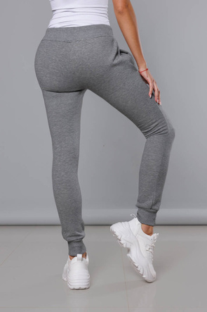 Grafitowe damskie dresowe spodnie casualowe z kieszeniami i ściągaczem