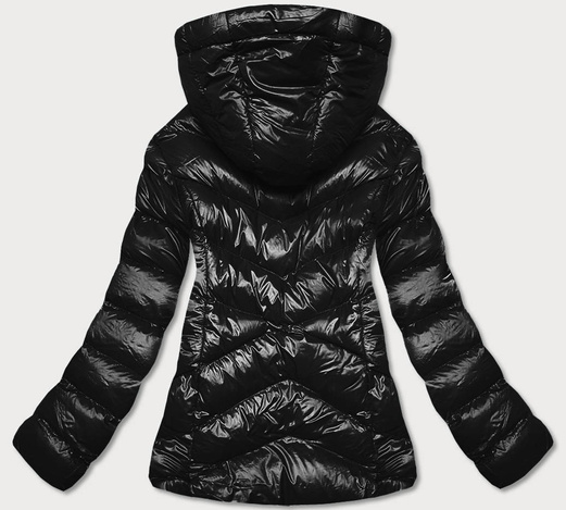 Czarna lux zimowa pikowana kurtka