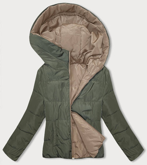 Beżowa khaki dwustronna kurtka z kapturem