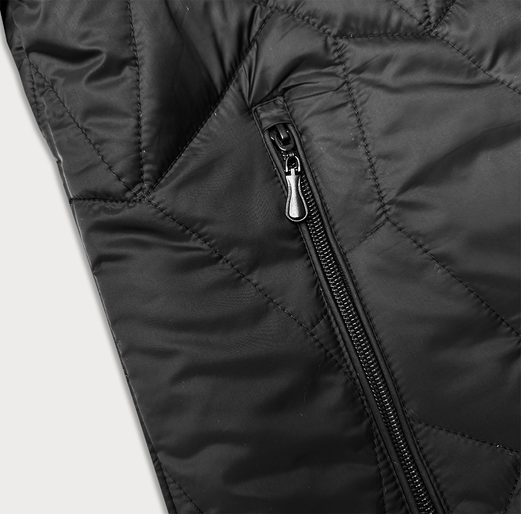 Czarny damski luźny pikowany płaszcz