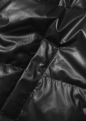 Czarna zimowa krótka kurtka z kapturem