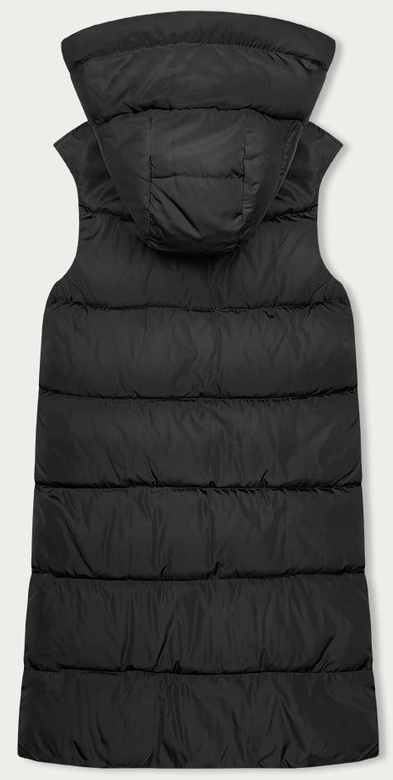 Czarno zielony długi dwustronny damski bezrękawnik kamizelka z kapturem