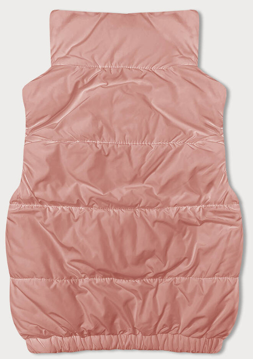 Brzoskwiniowy bezrękawnik kamizelka ze stójką z zdobną podszewką