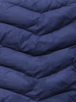 Granatowy puchowy pikowany bezrękawnik z kołnierzem kamizelka ze stójką