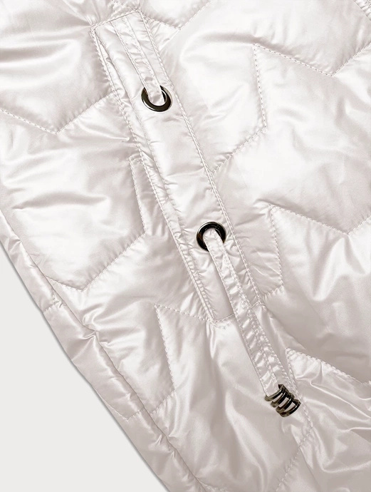 Ecru dwukolorowy czadowy bezrękawnik kamizelka damska z kapturem ściągacz