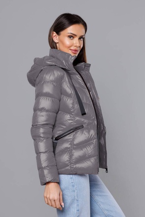 Ciemnoszara lux zimowa pikowana kurtka