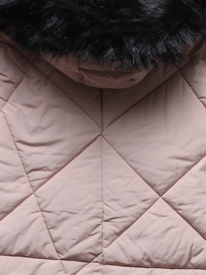 Nude zimowa pikowana kurtka futro ze srebrną wstawką