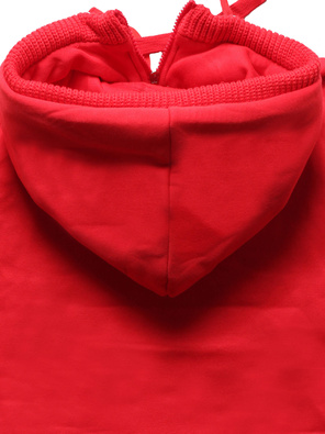 Czerwona długa rozpinana bluza damska płaszczyk z łączonych materiałów parka z kapturem 