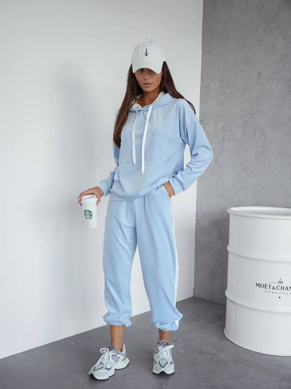 Cappucino damski welurowy kapitalny gładki dres komplet