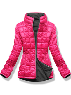 Szaro-różowa damska przejściowa kurtka dwustronna