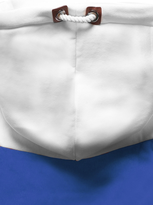 Biały niebieski szary trzykolorowa genialna bluza damska z kapturem