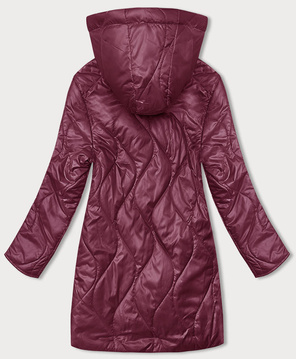 Bordowa dwukolorowa wyszczuplająca przejściowa genialnie pikowana kurtka plus size