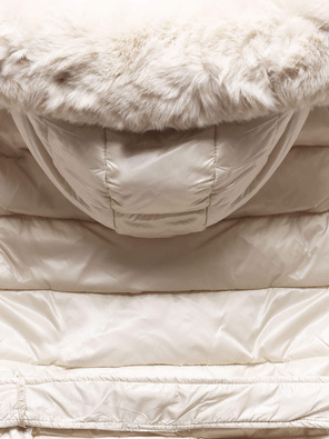 Ecru zimowy piękny płaszcz zapinany na guziki