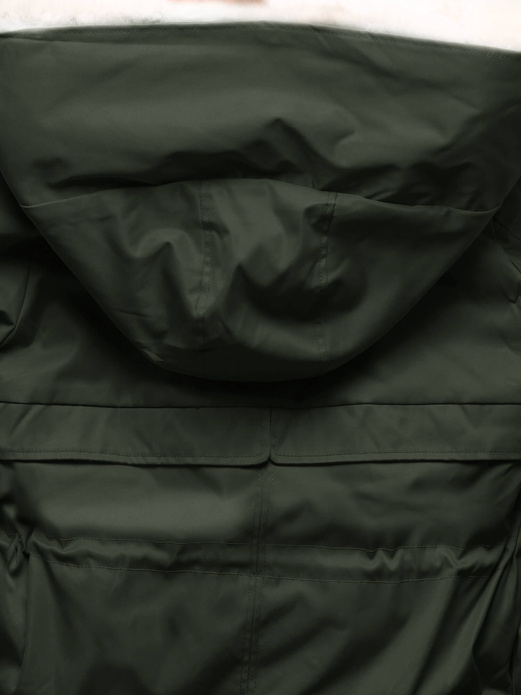 Army beżowa fenomenalna zimowa parka płaszcz na futrze