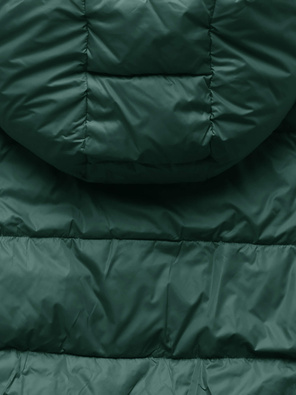 Zielono szara dwustronna zimowa damska kurtka z kapturem