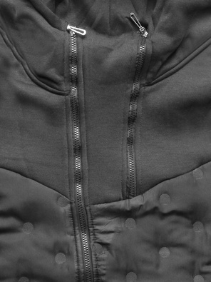 Grafitowa damska bluza ze stójką łączone materiały