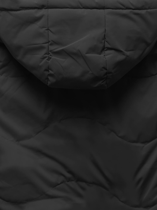 Czarna damska przejściowa kurtka panterka z kapturem