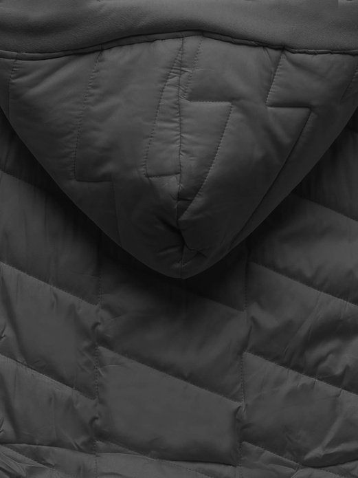 Grafitowa czadowa bluza kurtka z łączonych materiałów z kapturem