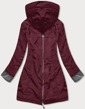 Bordowa przejściowa kurtka damska parka plus size