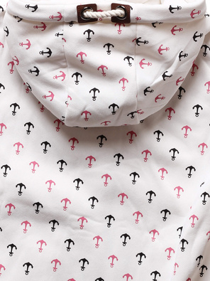 Biała damska rozpinana długa bluza w kotwice