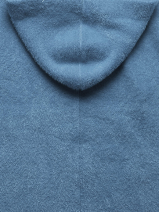 Niebieska damska narzutka alpaka z kapturem