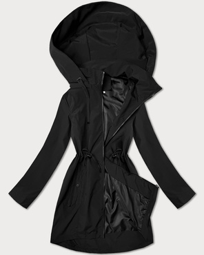 Czarny damski luźny pikowany płaszcz 