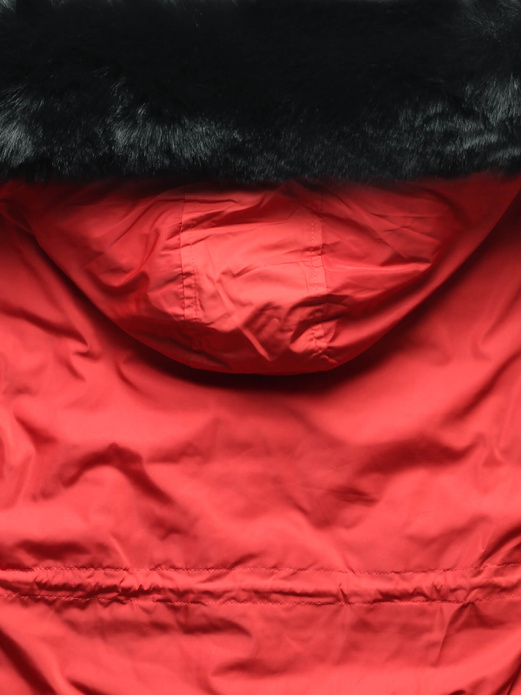 Czerwono czarna genialna dwustronna kurtka z kapturem
