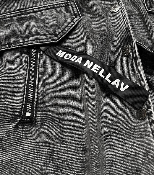 Luźna damska jeansowa kurtka/narzutka czarna (pop7017-k)