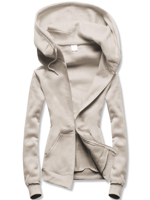 Beżowa damska rozpinana bluza z kapturem basic 