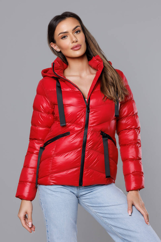 Czerwona lux zimowa pikowana kurtka