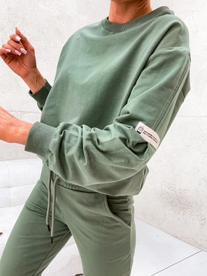Khaki damski gładki dres komplet