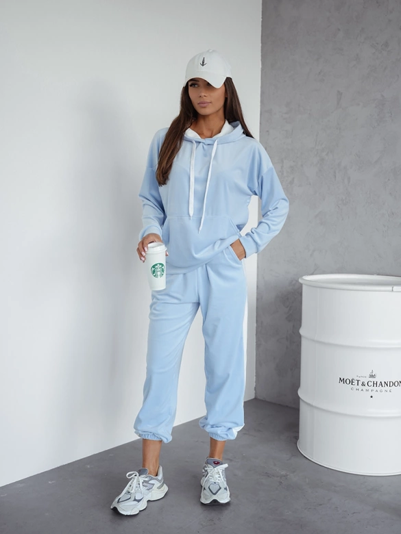 Cappucino damski welurowy kapitalny gładki dres komplet