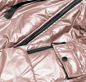 Perłowa błyszcząca kurtka przejściowa na suwak