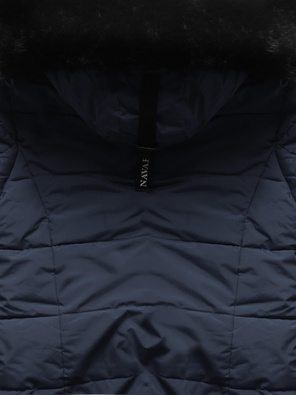 Granatowa ciepła zimowa kurtka damska z torbą na zakupy 