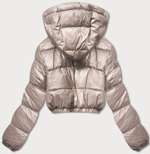 Beżowa krótka damska pikowana kurtka zimowa