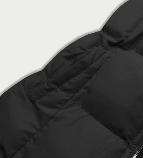 Czarny bezrękawnik z kapturem puchowy