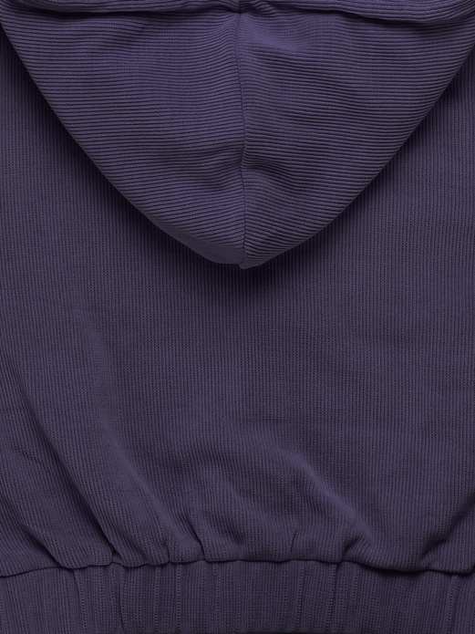 Fioletowy prążkowany dres komplet z kapturem