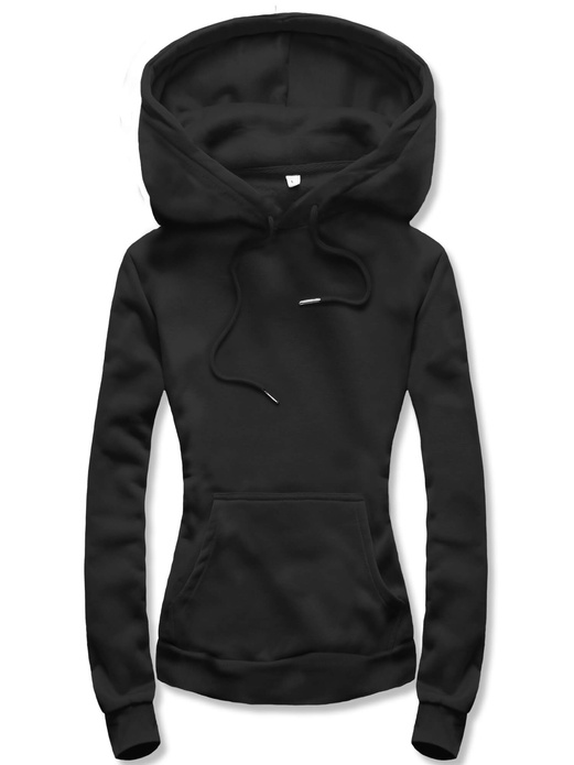 Czarna bluza dresowa damska kangurka z kapturem 